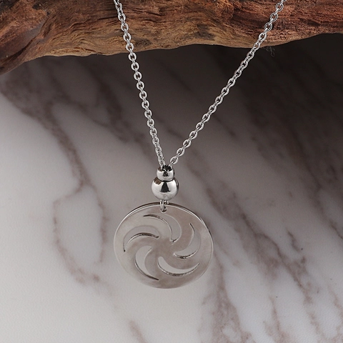 Collana Con Pendente Rotondo Con Motivo A Vortice Svuotato E Orecchini A Bottone In Acciaio Inossidabile Gioielli Da Donna