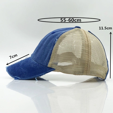 Cappello Trucker In Rete Di Cotone Lavato Vintage Berretto Da Baseball Traspirante Distressed Per Uomo Donna Protezione Solare Casual