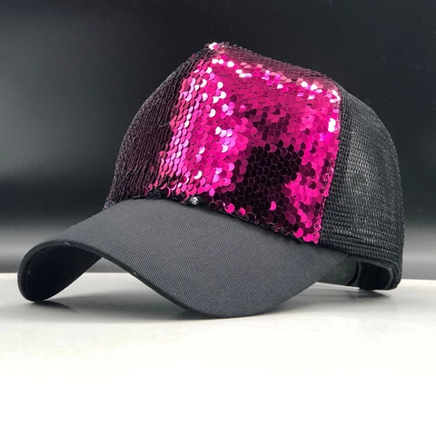 Gorra De Béisbol Con Lentejuelas Malla Transpirable Sombrero De Sol Moda Trucker Verano Exterior Para Hombres Mujeres Y Niños