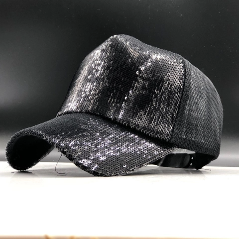 Cappellino Da Baseball Con Paillettes Olografiche Donna Rete Colorata Trucker Hat Traspirante Regolabile Cappello Lucido