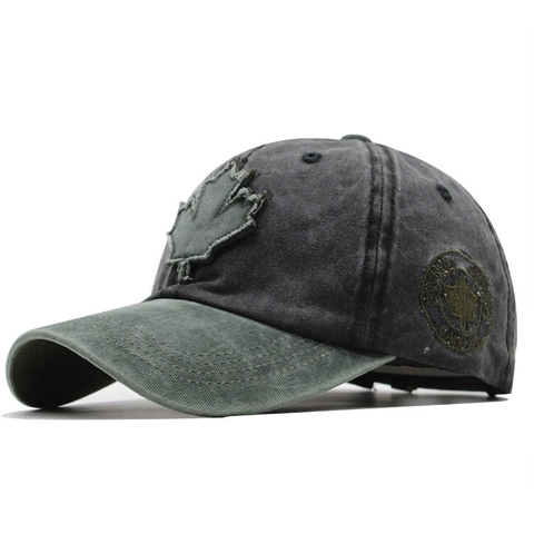 Vintage Baseballkappe Aus Gewaschener Baumwolle Mit Kanadischem Ahornblatt Stickerei Verstellbarer Sonnenhut