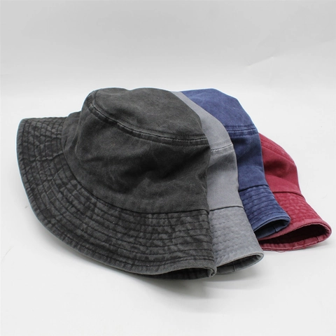 Sombrero De Pescador De Algodón Lavado Protección Solar Plegable Denim Retro Para Hombres Mujeres