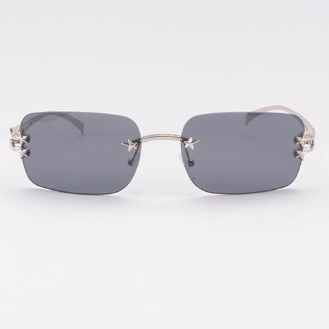 Gafas De Sol Sin Montura Moda Y2K Hip Hop Marco De Metal Con Decoración De Estrellas Protección UV400 Accesorio Streetwear