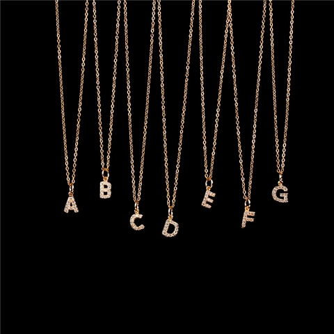 Collier Pendentif Lettre Chaîne En Acier Inoxydable Plaqué Or Serti De Zircon Initiale Clavicule Bijoux Femmes