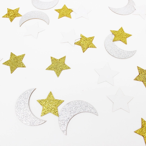 Stern Mond Konfetti Glitzer Papier Party Dekoration Hochzeit Babyparty Festliche Tischdekoration Kinderzimmer