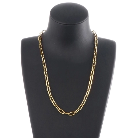Collar De Cadena De Clips De Acero Inoxidable Para Mujer Minimalista Gargantilla De Eslabones Ovalados Joyería