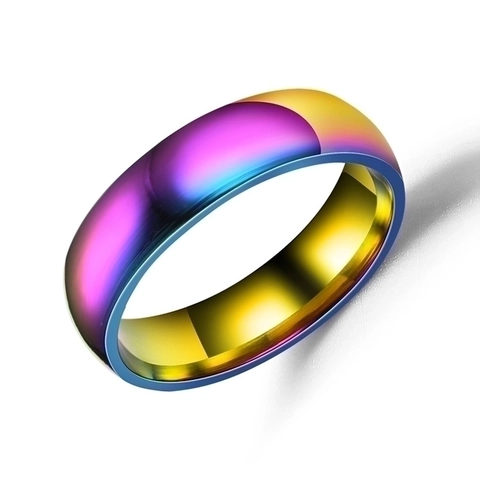 Anello Minimalista in Acciaio Inossidabile Sfumato Arcobaleno per Uomo Donna Alla Moda Multicolore Galvanico Liscio Fascia Dito Gioielli Regalo