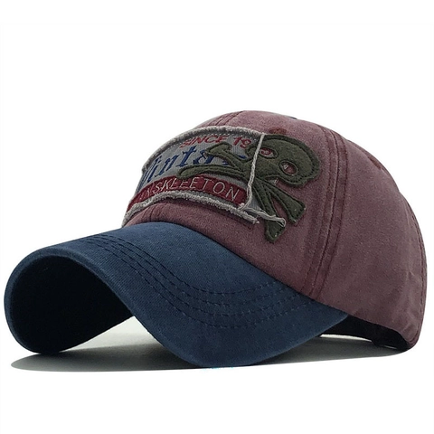 Vintage Washed Cotton Baseball Cap Distressed Frayed Edge Skeleton Patch Streetwear Punk Retro Adjustable Sun Hat Unisex