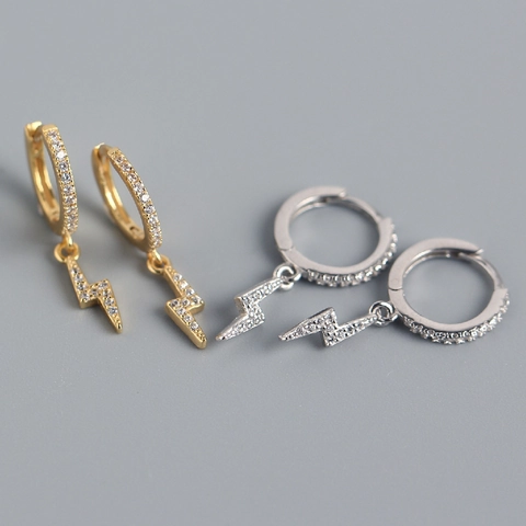 Blitz Creolen 925 Sterling Silber Mit Zirkonia Zierliche Huggie Hänger Schmuck Für Frauen Mädchen