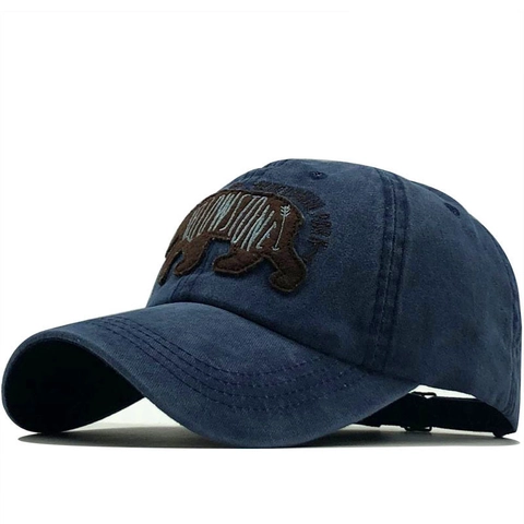 Washed Cotton Baseball Cap Distressed Bear Embroidery National Park Outdoor Sun Protection Adjustable Hat Men Women