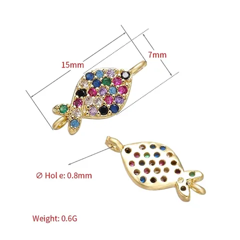 Micro Pave Kleurrijke CZ Messing Bedels Voor Sieraden Maken DIY Armband Ketting Connectoren Vis Olifant Hoefijzer