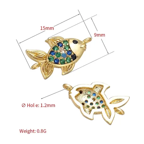 Micro Pave Kleurrijke CZ Messing Bedels Voor Sieraden Maken DIY Armband Ketting Connectoren Vis Olifant Hoefijzer