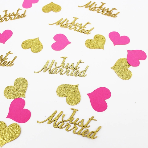Just Married Glitter Paper Confetti Table Scatter Hearts Diamonds Rings For Wedding Engagement Party Decor