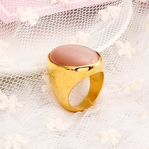 Vintage Stainless Steel Ring With Oval Synthetic Stone Bohemian Retro Punk Style Wide Band Jewelry For Men Women