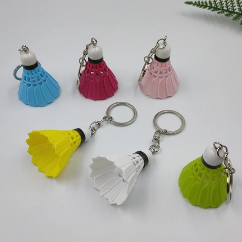Portachiavi Badminton Forma Volano Plastica Colorata Souvenir Sportivo Ciondolo Borsa Regalo