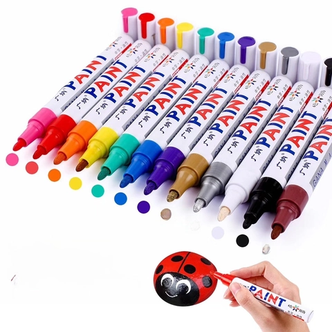 Marqueurs De Peinture À Base D'huile Imperméables Permanents À Séchage Rapide Multicolores Or Argent Métallique Pour Bricolage Art Roche Verre Métal
