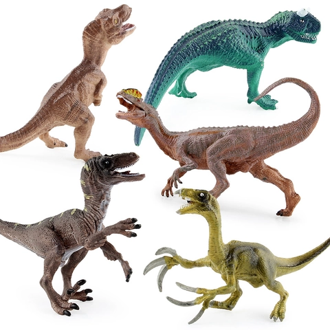 Realistic Dinosaur Model Figures Plastic Carnotaurus Velociraptor Dilophosaurus Static Animal Toys For Kids Education