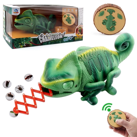 Remote Control Chameleon Toy Electric Infrared Color Changing Light Interactive Catching Insects Plastic Robot For Kids