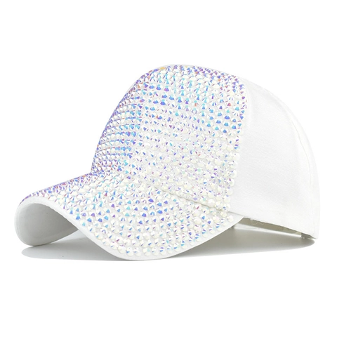 Damen Glitzer Strass Baseballkappe Verstellbare Baumwolle Gewaschen Vintage Sonnenhut Outdoor Fashion Dekorative Snapback Kappe