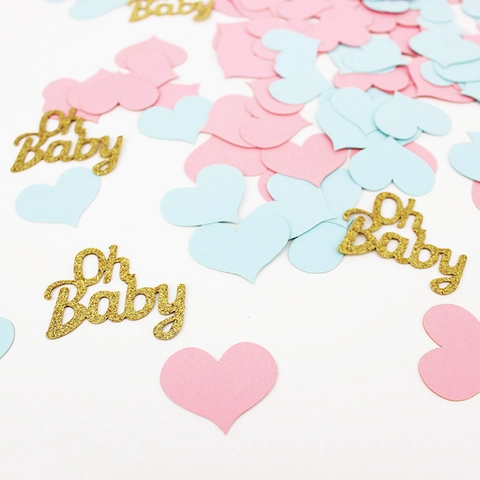 Baby Shower Party Confetti Glitter Paper Oh Baby It's A Boy Girl Gender Reveal Table Scatters Decoration Hearts Stars Circles