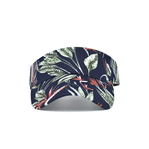 Visiera Parasole Da Donna Con Stampa Floreale Tropicale Tesa Larga Cotone Regolabile Cappello Spiaggia