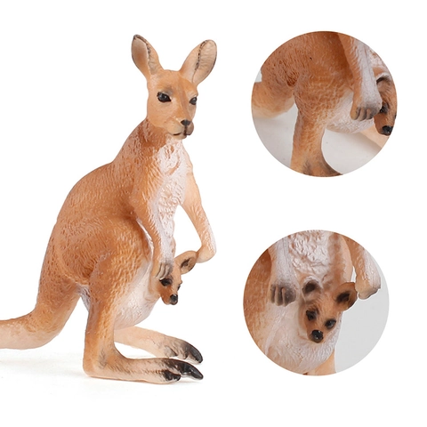 Realistic Kangaroo Mother And Baby Figurine Simulation Animal Model Plastic Educational Toy Desktop Ornament For Kids