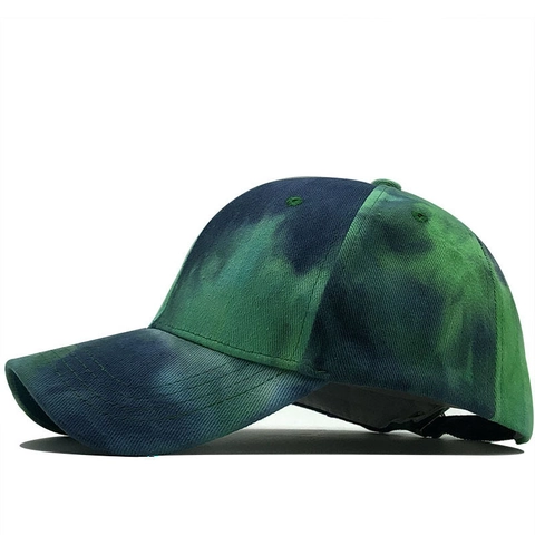 Casquette De Baseball Tie Dye Coton Respirant Protection Solaire Réglable Visière Courbée Streetwear Extérieur Unisexe
