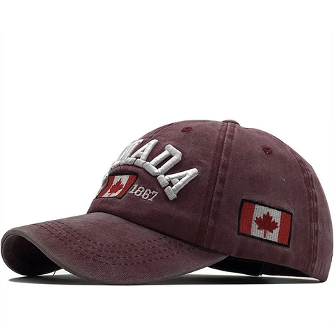 Cappello Da Baseball Cotone Lavato Vintage Canada Ricamo 1867 Toppa Bandiera Foglia Acero Retro Sole Uomo Donna