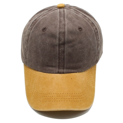 Retro Gewaschene Baumwolle Baseballkappe Distressed Colorblock Gebogener Schirm Verstellbarer Outdoor Sport Sonnenhut