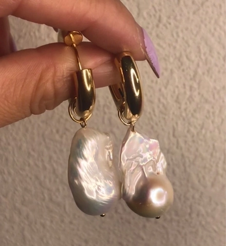 Baroque Irregular Artificial Pearl Drop Earrings Vintage 18K Gold Plated Titanium Steel Elegant Jewelry For Women