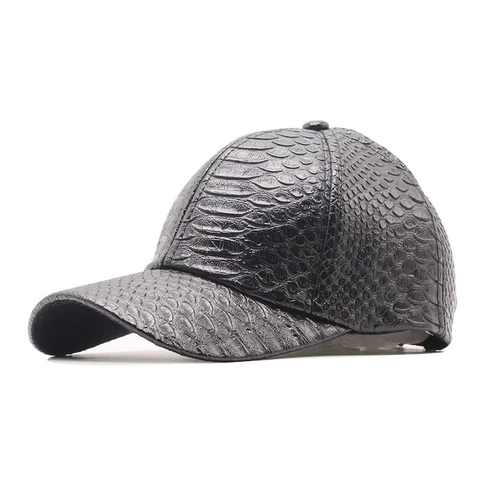 Baseballpet Van PU-Leer Met Krokodillenpatroon Verstelbaar Unisex Slangenleer Textuur Retro Hiphop Mode Pet