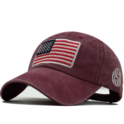 Vintage Baseballkappe Aus Gewaschener Baumwolle Mit US Flagge Bestickt USA Buchstaben Distressed Retro Hut Für Herren Damen