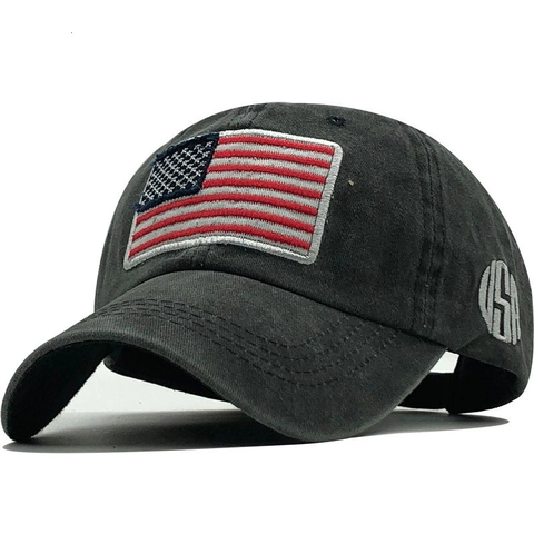 Vintage Baseballkappe Aus Gewaschener Baumwolle Mit US Flagge Bestickt USA Buchstaben Distressed Retro Hut Für Herren Damen