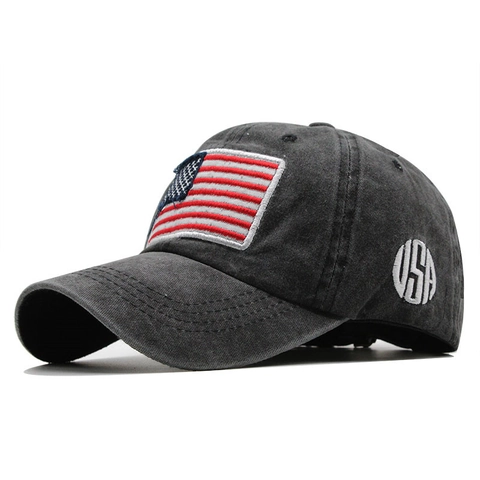 Gorra De Béisbol De Algodón Lavado Desgastado Bandera Americana Bordado USA Ajustable Vintage Unisex Sombrero Para El Sol
