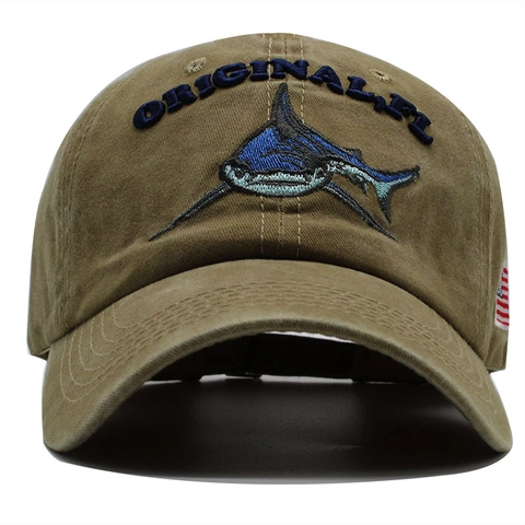 Gorra De Béisbol De Algodón Lavado Bordado Tiburón Parche Bandera De EE UU Vintage Ajustable Sombrero De Sol Para Hombres Mujeres