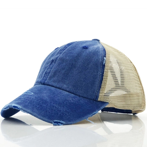 Cappello Trucker In Rete Di Cotone Lavato Vintage Berretto Da Baseball Traspirante Distressed Per Uomo Donna Protezione Solare Casual