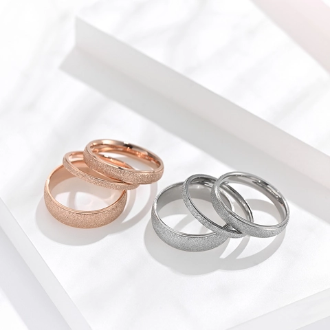 Minimalistischer Titanstahl Mattierter Ring Roségold Silber Sandgestrahlt Poliertes Innenband Schmuck Für Damen Herren