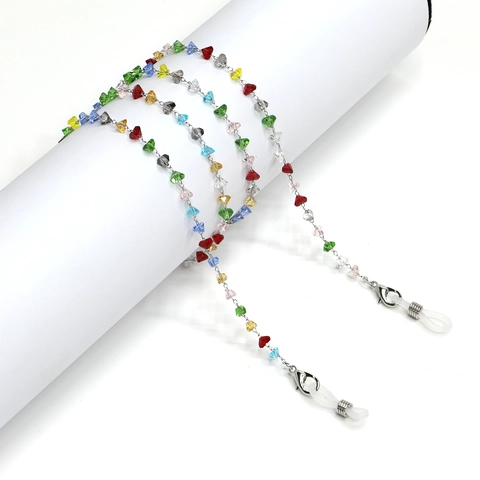 Colorful Crystal Bead Glasses Chain Stainless Steel Eyewear Retainer Anti-slip Sunglasses Holder Lanyard Strap For Women