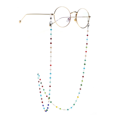 Colorful Crystal Bead Stainless Steel Glasses Chain Non Slip Eyewear Strap Holder Neck Lanyard Sunglasses Accessories