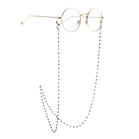 Stainless Steel Glasses Chain With Colorful Square Beads Anti-Slip Eyewear Lanyard Holder For Sunglasses Women Men