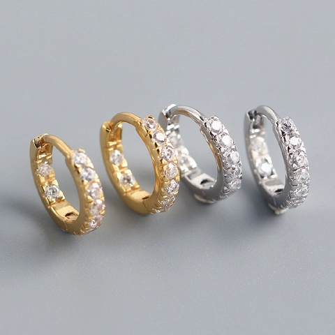 Orecchini A Cerchio In Argento Sterling 925 Tondo Micro Pavé Zirconia Minimalista Stile INS Gioielli Di Moda Per Donna Elegante