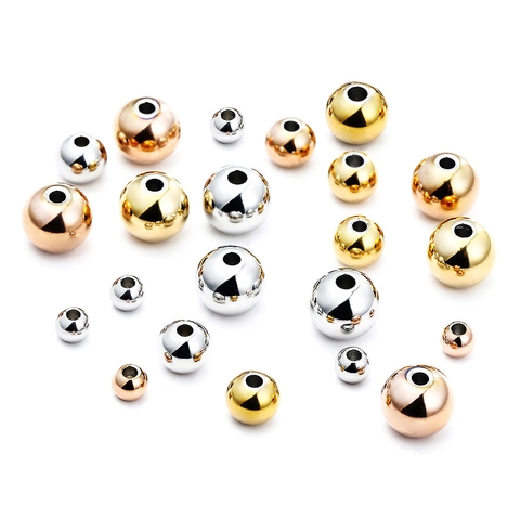 Edelstahl Runde Lose Perlen Gold Plated Spiegel Poliert Abstandsperlen Für Diy Schmuckherstellung Armband Halskette Zubehör