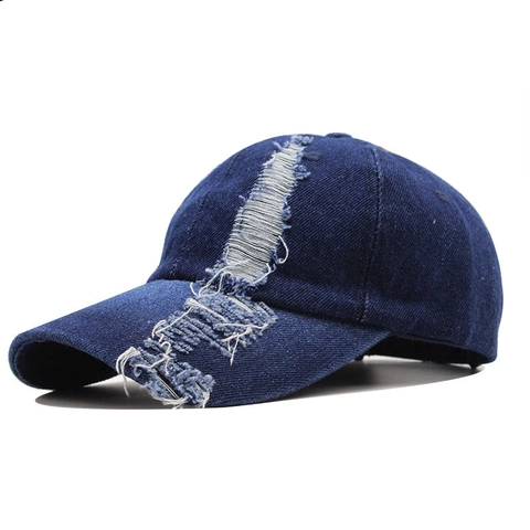Casquette De Baseball En Denim Délavé Distressed Ripped Effiloché Rétro Streetwear Protection Solaire Respirante Ajustable Unisexe