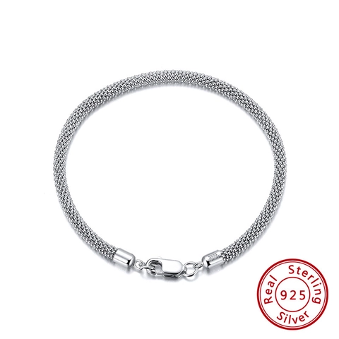 Damen 925 Sterlingsilber Corn-Kette Armband Webstruktur Italienische Popcorn-Gliederkette Minimalistischer Handschmuck Elegantes Geschenk