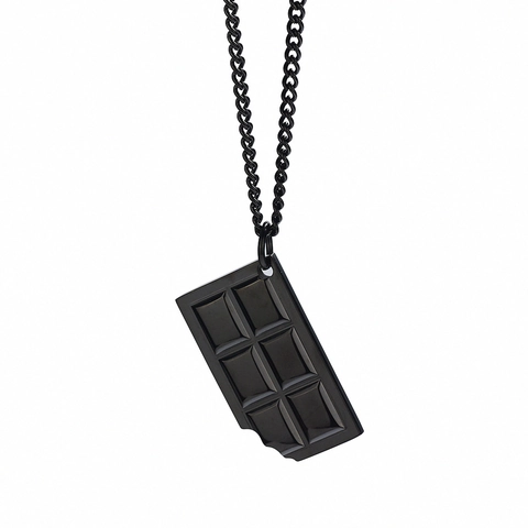 Bitten Chocolate Pendant Necklace Titanium Steel Hip Hop Punk Creative Food Jewelry For Men Women Harajuku Unisex
