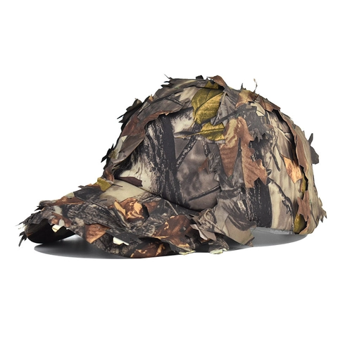 3D Leafy Camouflage Baseball Cap Men Women Hunting Jungle Bionic Ghillie Hat Outdoor Sun Protection Tactical Military Cap