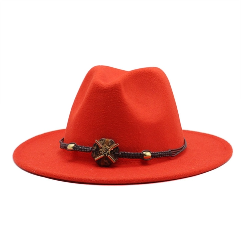 Vintage Fedora Hut Wollfilz Breite Krempe Jazz Panama Stil Mit Ethnischem Flechtband Blumenschmuck Für Herren Damen