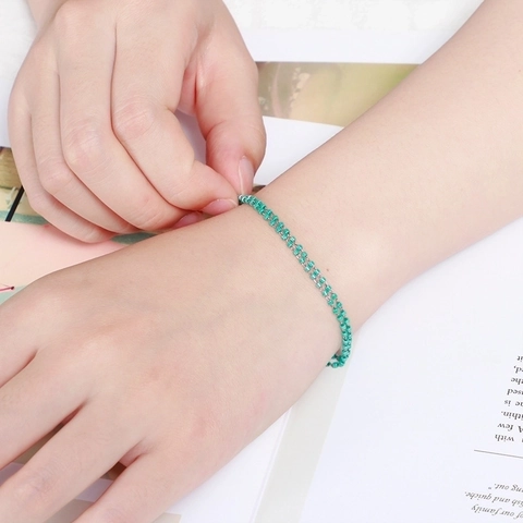 Colorful Beaded Bracelet Stainless Steel Chain Glass Resin Beads Women Bohemian Sweet Jewelry