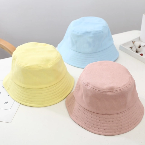 Sombrero De Pescador Para Niños Algodón Protección Solar Transpirable Cuerda Cortavientos Color Sólido Lindo Verano