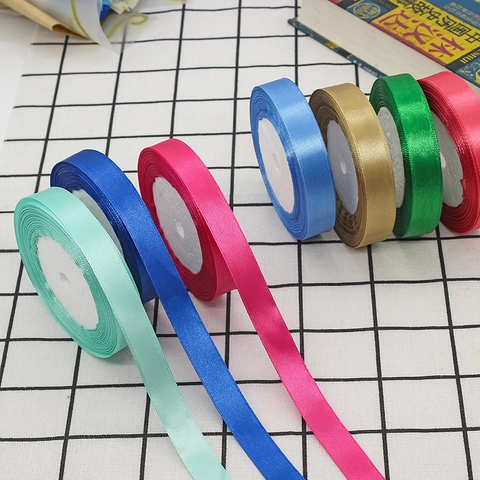 Satin Ribbon Roll Smooth Polyester Decorative Trim For Gift Wrapping Wedding Party DIY Crafts Cake Box Bouquet Supplies